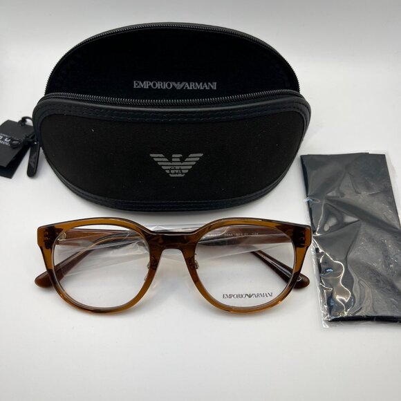 Emporio Armani Mens Shiny Transparent Brown Glasses Frames EA3207F 5044 - Picture 3 of 6